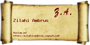 Zilahi Ambrus névjegykártya